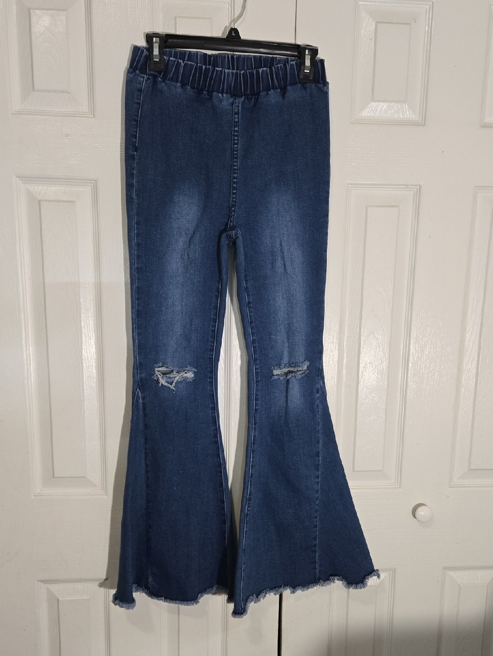 Anna Kaci High-Rise Distressed Flare Jeans S